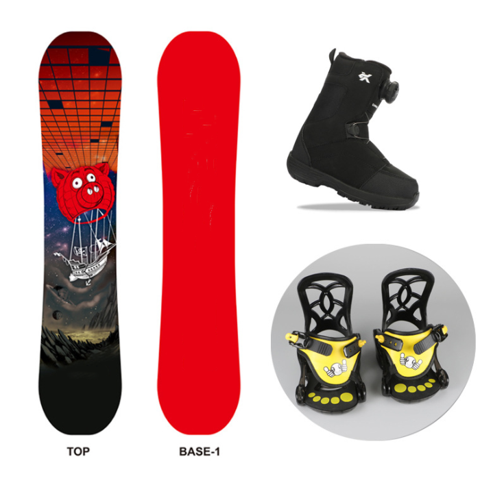 2021 Youth One Board Children Beginner Almighty Flat Flower Board Men's and Women's Snow Boot Fixed Snowboard