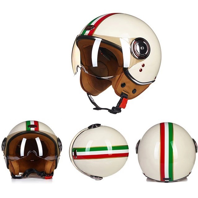 Motorcycle helmet 3/4 Open Face Vintage Men Retro Moto open face helmets Summer Scooter Riding electric scooter helmet