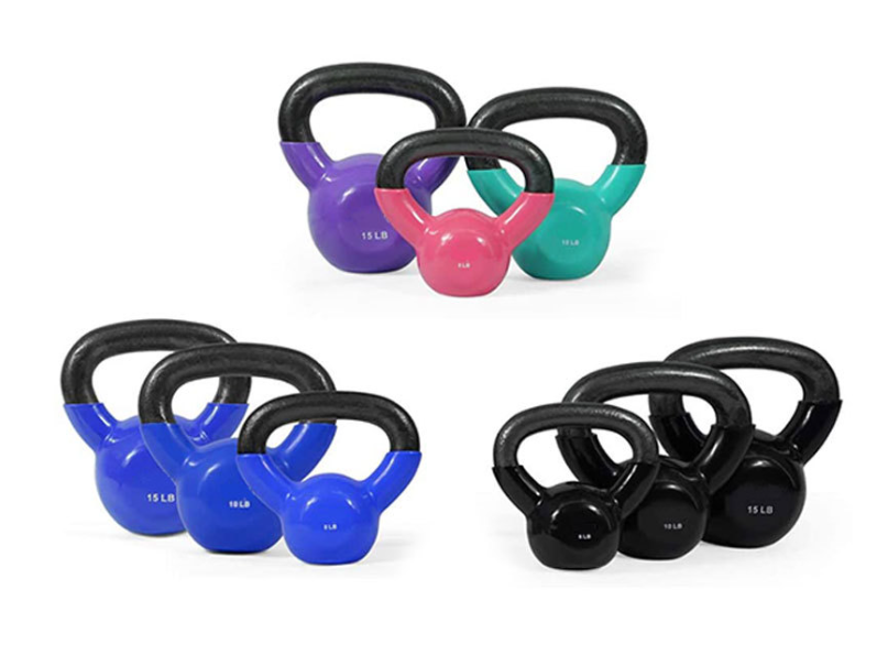 Wholesale Solid Cast Iron Kettlebell Portable Gym Fitness Equipment Men Women Colorful Plastic Dipping Kettlebell Manufactured