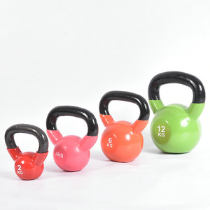 Wholesale Solid Cast Iron Kettlebell Portable Gym Fitness Equipment Men Women Colorful Plastic Dipping Kettlebell Manufactured