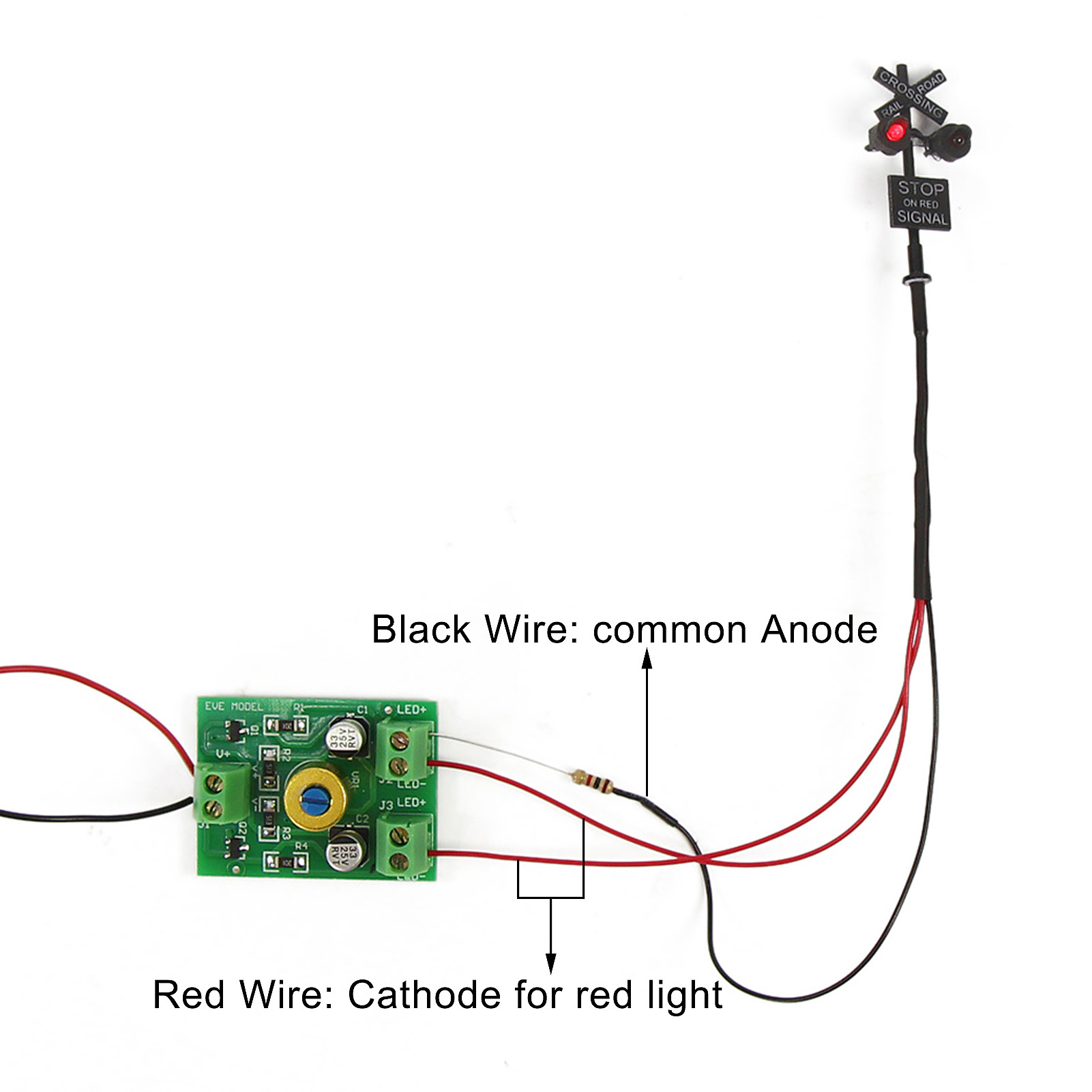 JTD1507RP Model Train N Scale 3cm 2 heads LED made + Circuit board flasher Railroad Crossing Signals 1:150 Traffic Light