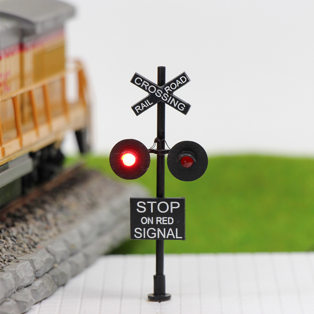 JTD877R Model Train Railway HO Scale 1:87 Railroad Crossing Signals Lights LED Head Model Traffic Signal Lights