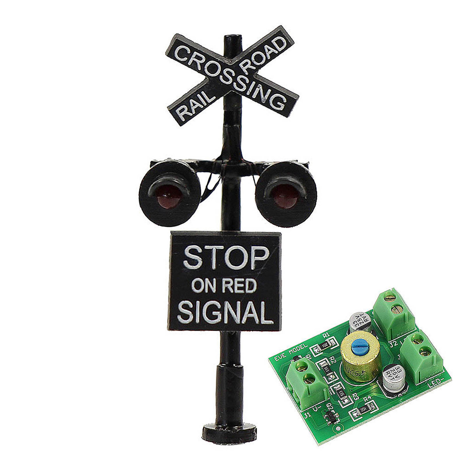 JTD1507RP Model Train N Scale 3cm 2 heads LED made + Circuit board flasher Railroad Crossing Signals 1:150 Traffic Light