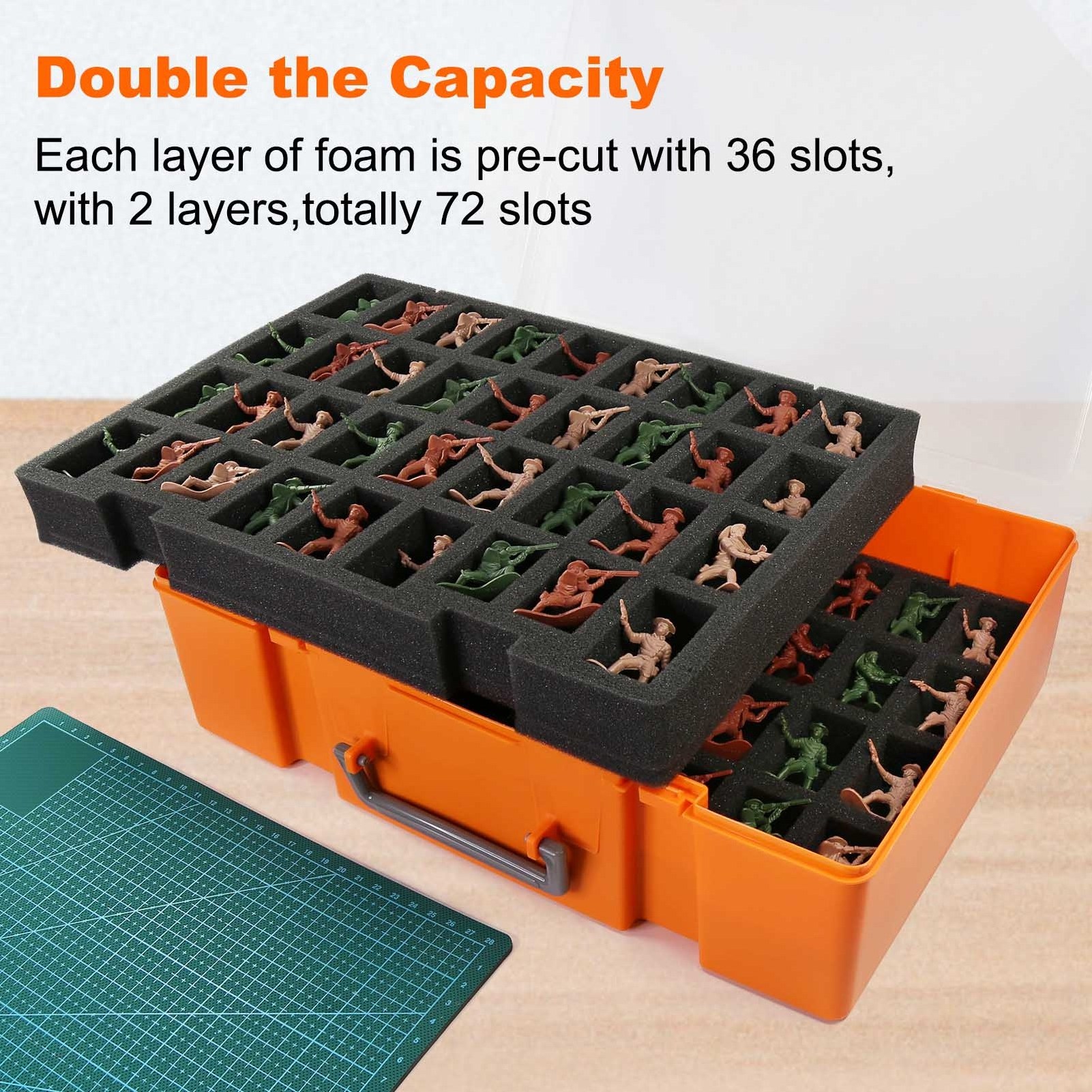 SN03R Dual-layer Miniature Figurine Suitcase Storage Organizer Carrying Case