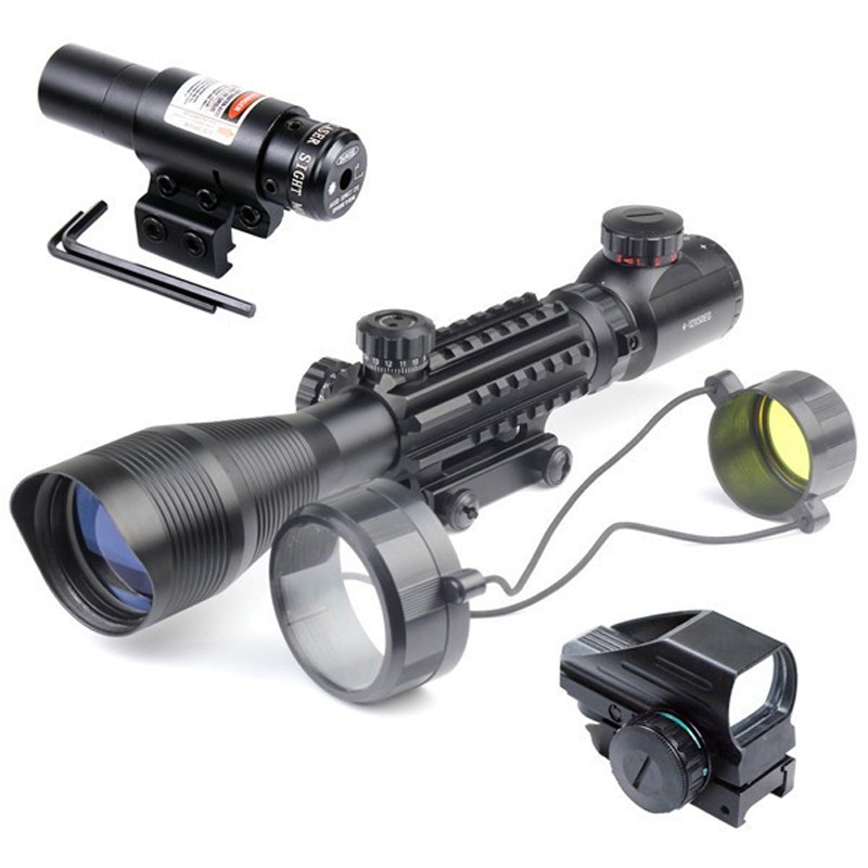 Combo Scope C4-12x50EG Dual Illuminated Scope+ 4 Holographic Reticle Red/Green Dot sight +Red laser