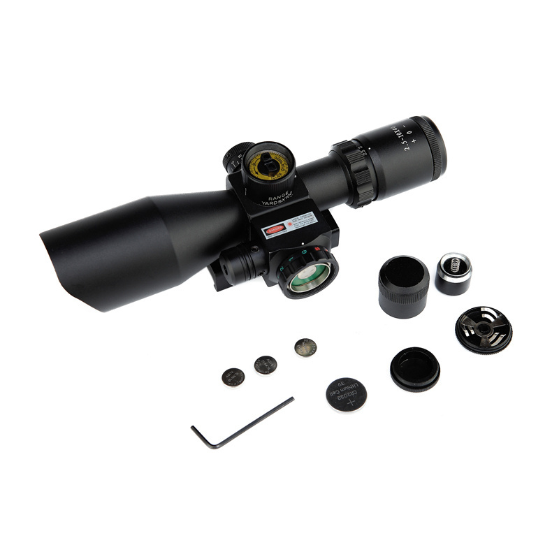 Compact 2.5-10x40 Red Green Illuminated Scope With Red Laser Combo Sight