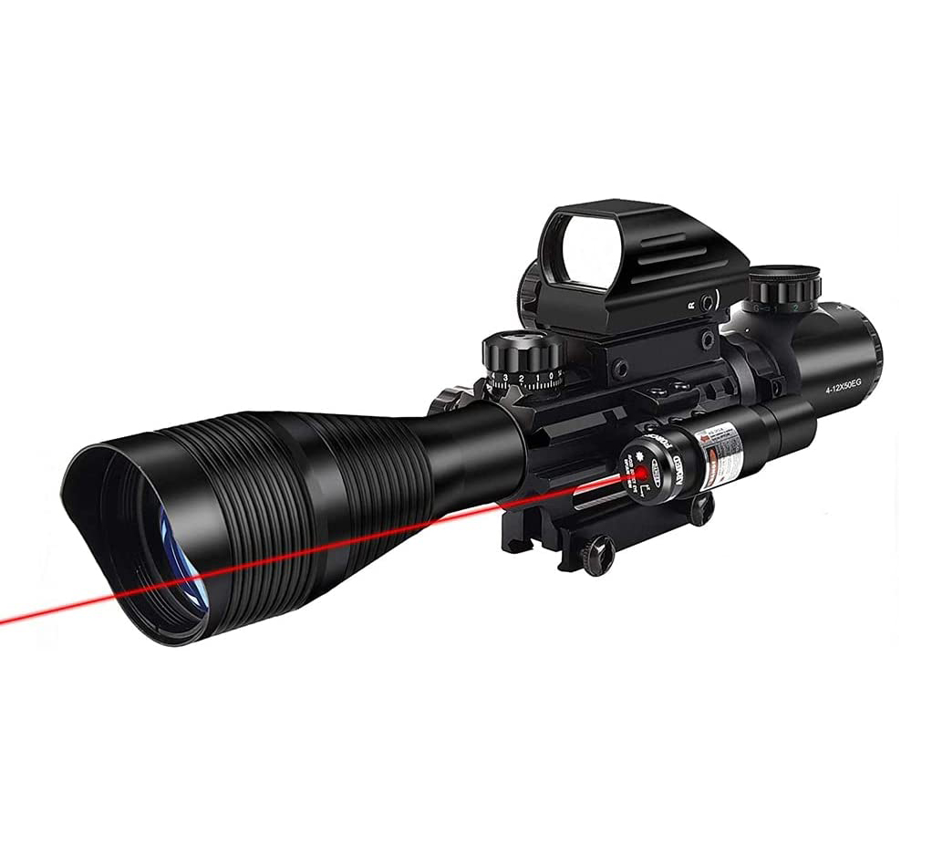 Combo Scope C4-12x50EG Dual Illuminated Scope+ 4 Holographic Reticle Red/Green Dot sight +Red laser