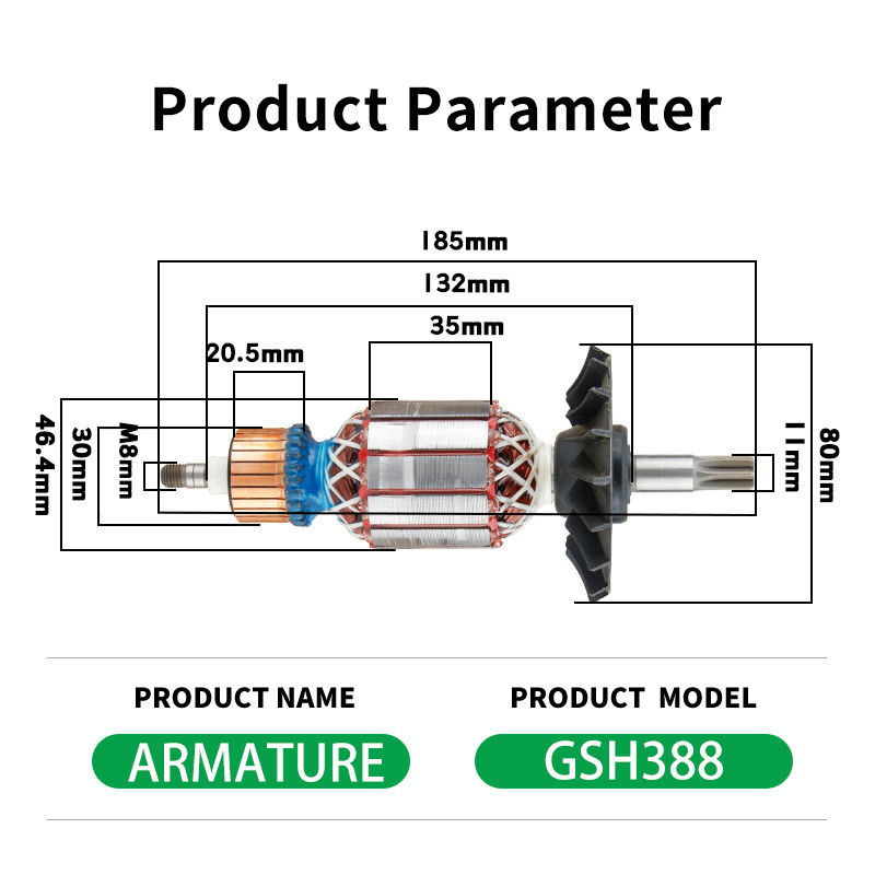 China manufacturer Start   220V-240V  110V copper armature good quality GSH388 electric power tools spare parts hot sale best