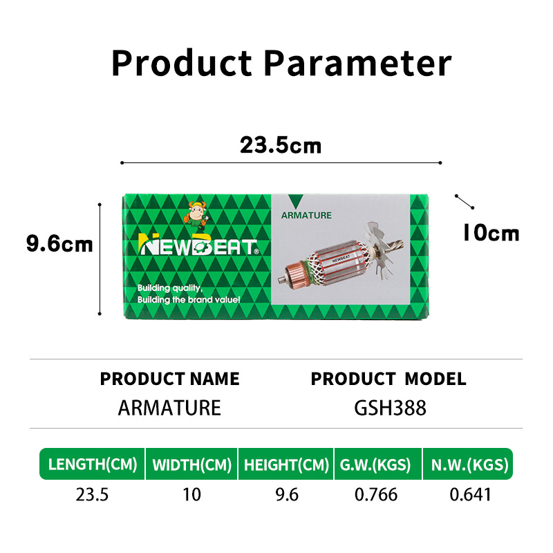 China manufacturer Start   220V-240V  110V copper armature good quality GSH388 electric power tools spare parts hot sale best