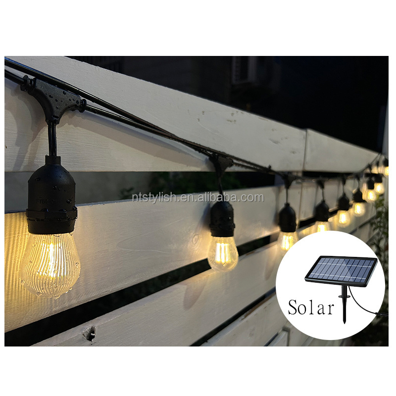 Solar Light Outdoors Street Garland Bulbs String Lights Shatterproof E26 Plastic Edison Bulb Outdoor LED Solar Lamp For Garden