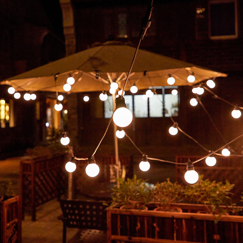 5m 10m Rubber Cable Shatterproof G50 Globe Balls Bulbs Clear Milky Colorful Outdoor String Lights For Garden Bistro Cafe Holiday