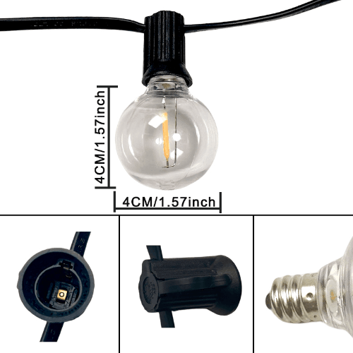 E12 Screw Base DC3V 2700K 1W Globe G40 Replacement LED Filament Bulbs For Festoon Patio String lights