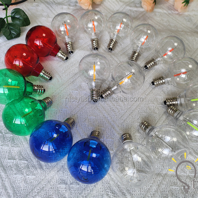 G40 1W E12 Warm White 2700K Colorful LED light bulbs Replaceable for String Lights