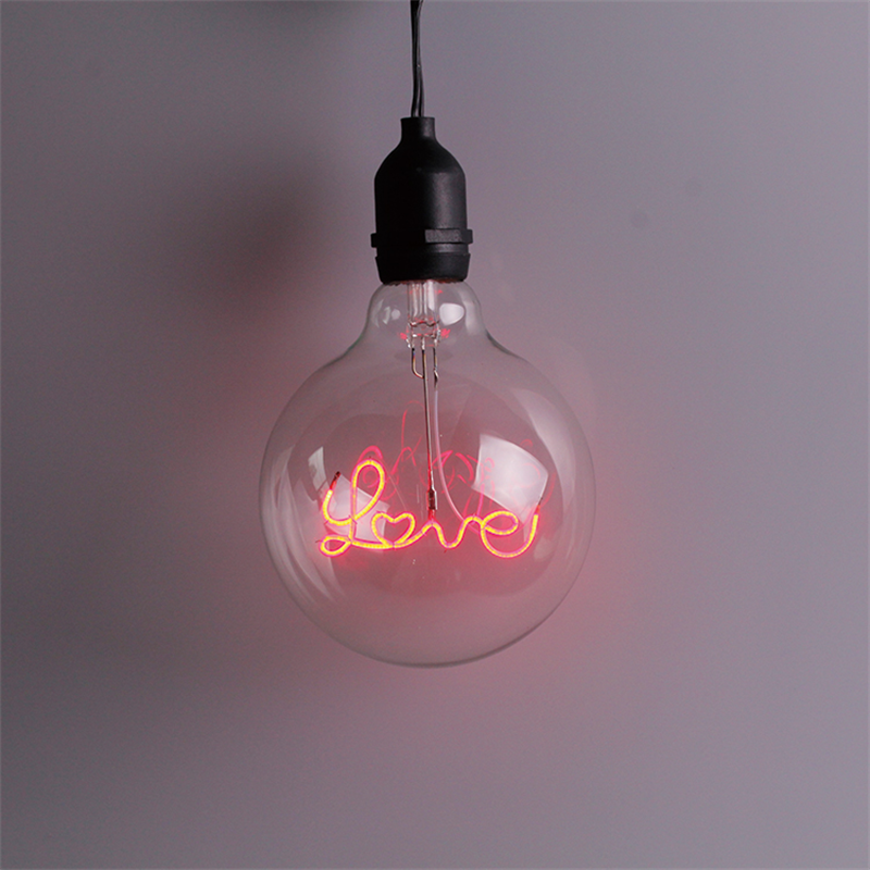 Wholesale Edison Retro G125 4w Globe Led Filament Lamp Love Home Dream Word Design Curved Filament LED Bulb