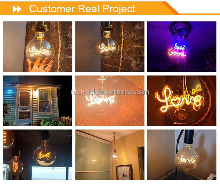 Wholesale Edison Retro G125 4w Globe Led Filament Lamp Love Home Dream Word Design Curved Filament LED Bulb