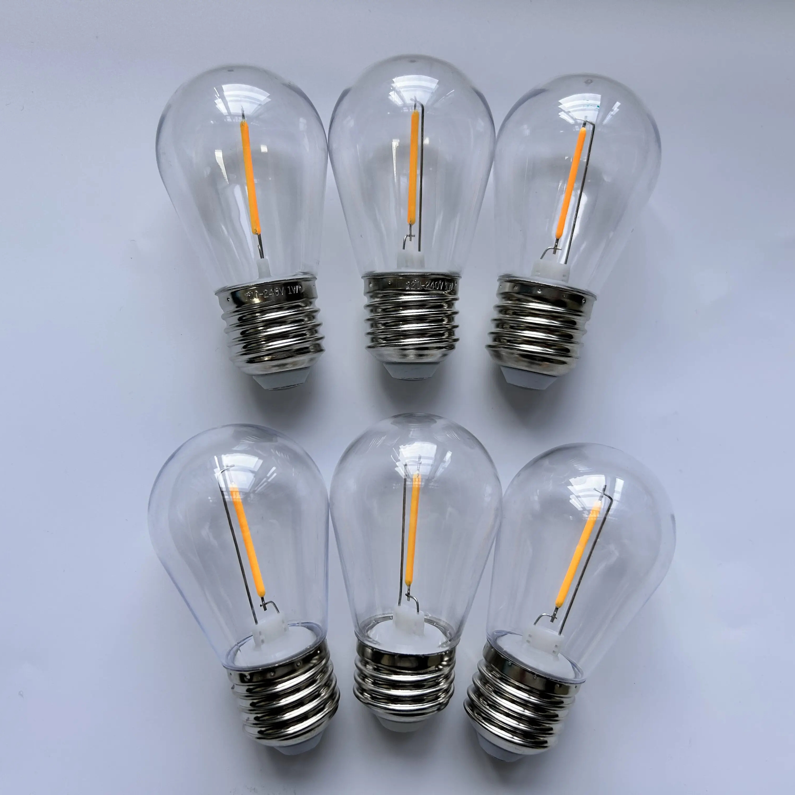 Wholesale Clear Amber Plastic Replacement S14 2w led bulb e26 e27 outdoor light bulbs