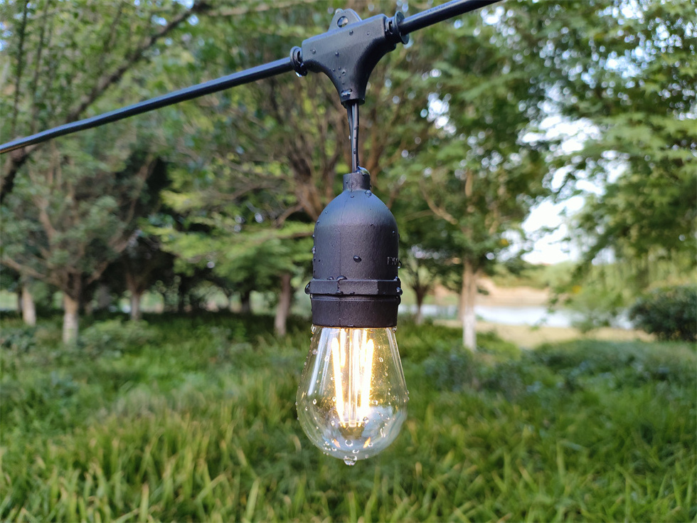 Amber Plastic S14 2W Vintage LED Filament Bulb Edison ST45 Globe Light bulbs 2200K Dimmable Perfect for patio string lights