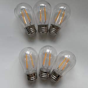 Amber Plastic S14 2W Vintage LED Filament Bulb Edison ST45 Globe Light bulbs 2200K Dimmable Perfect for patio string lights