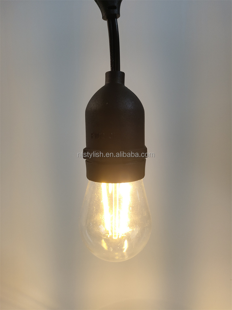 Amber Plastic S14 2W Vintage LED Filament Bulb Edison ST45 Globe Light bulbs 2200K Dimmable Perfect for patio string lights