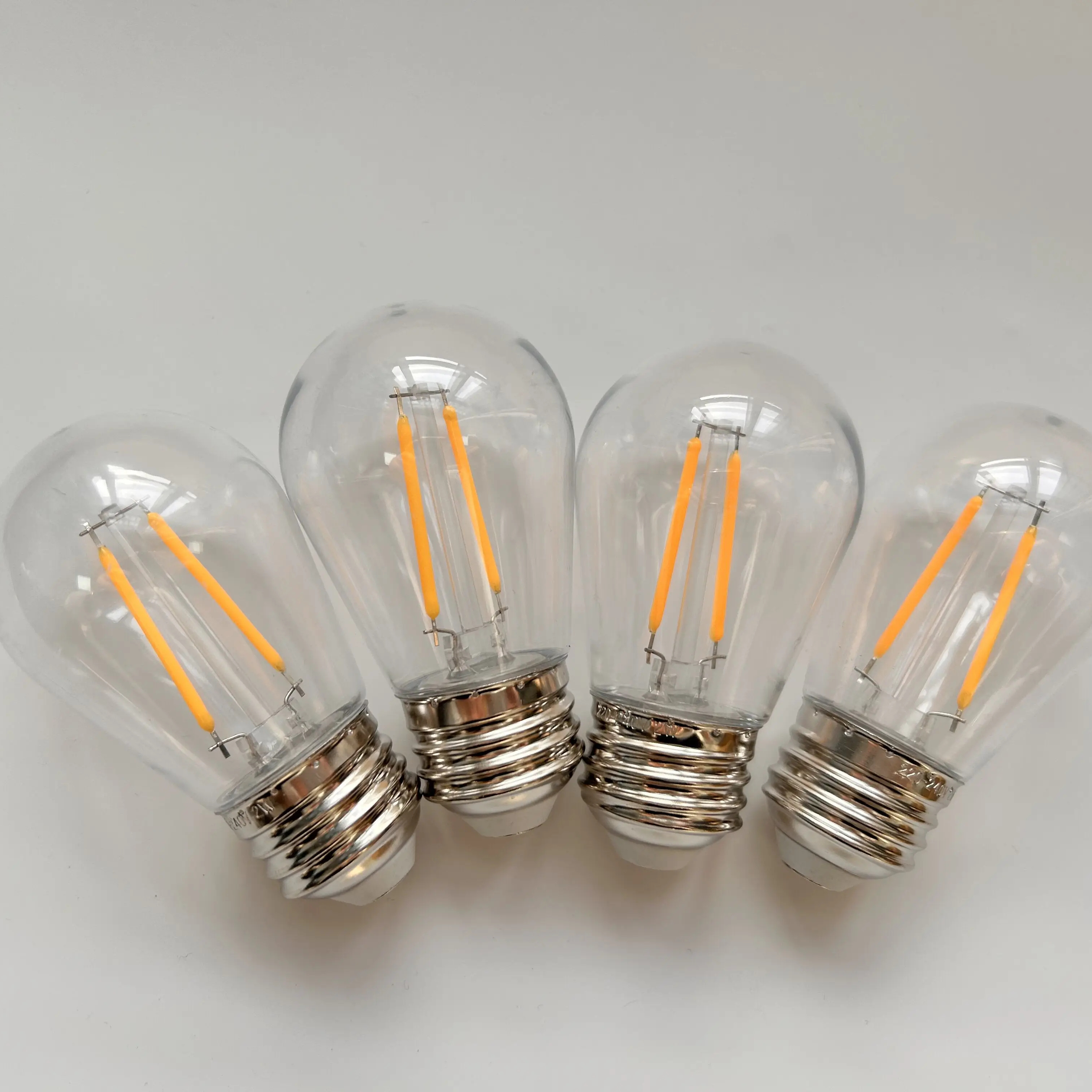 Amber Plastic S14 2W Vintage LED Filament Bulb Edison ST45 Globe Light bulbs 2200K Dimmable Perfect for patio string lights