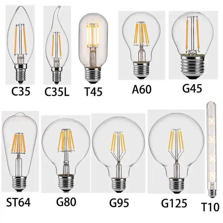 Wholesale 110V 220V 2W 4W 6W 8W 2200K 2700K 5000K Amber Glass Dimmable Replacement Filament LED Edison Light Bulbs