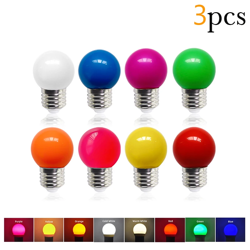 E27 PC Colorful Led Bulb G45 Globe Lamps RGB Spotlight 220V Light Bulbs for Garden Party String Decorative Light