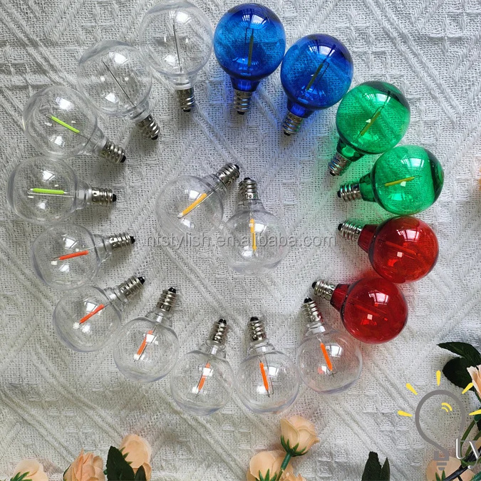 LED String Lights Replacement G40 0.6W Bulb E14 E12 Warm White 2700K Glass Light Bulbs 360 Degree LED Mini Globe Bulb