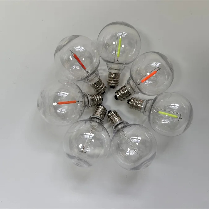 LED String Lights Replacement G40 0.6W Bulb E14 E12 Warm White 2700K Glass Light Bulbs 360 Degree LED Mini Globe Bulb