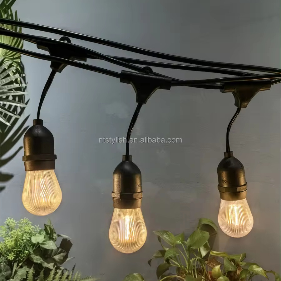 Commercial S14 E27 Hanging String Sockets Waterproof Outdoor Light Chain LED Festoon Lights Led Patio Lights For Bistro Garden