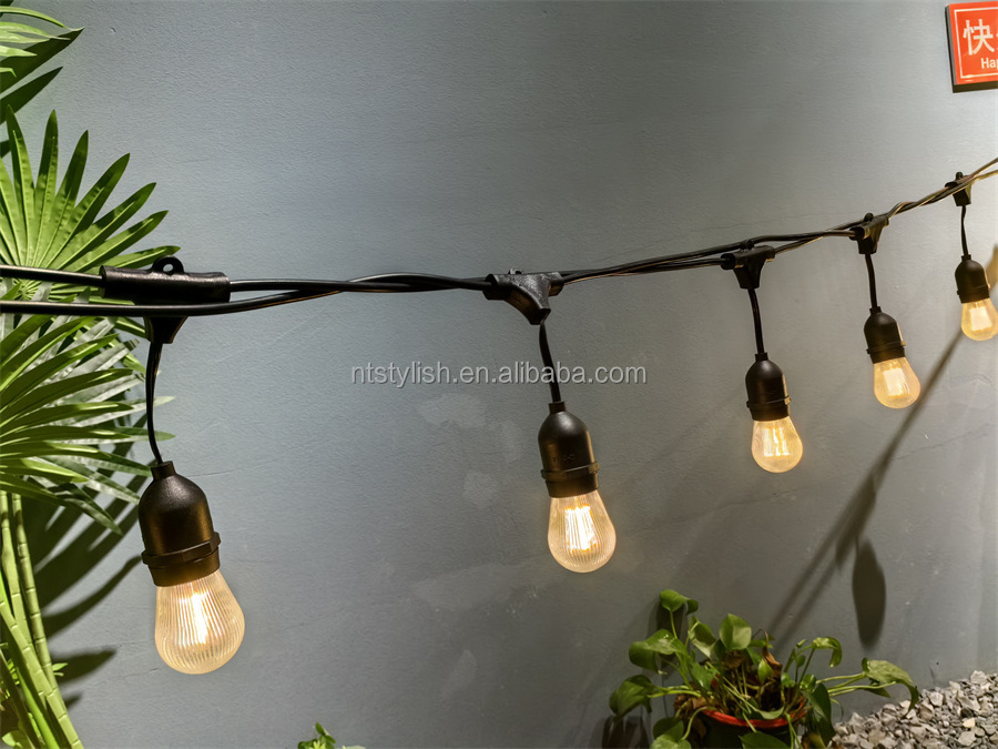 Commercial S14 E27 Hanging String Sockets Waterproof Outdoor Light Chain LED Festoon Lights Led Patio Lights For Bistro Garden