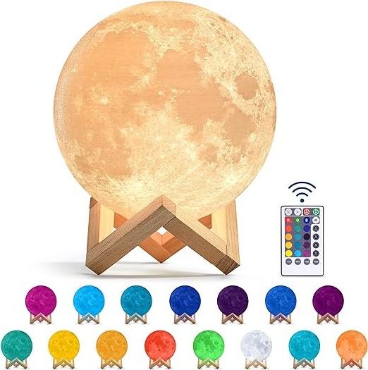 15CM 3D PLA PVC 16 Colors Touch Night Light With Remote Control and USB Rechargeable LED Moon Night Light