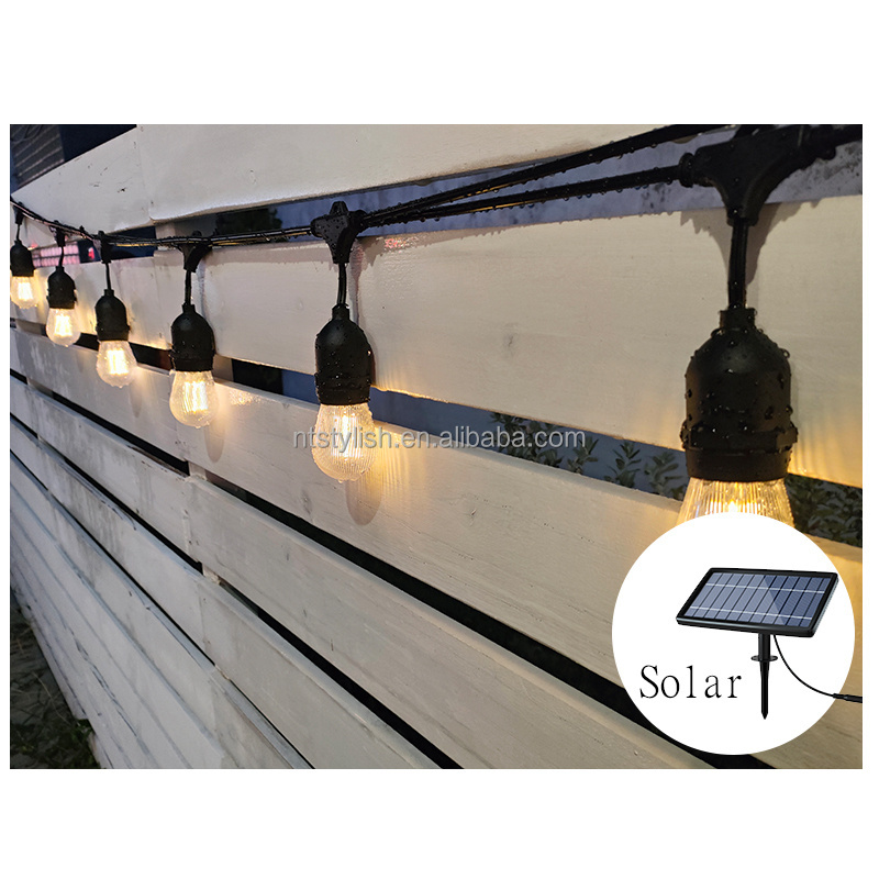 Solar Light Outdoors Street Garland Bulbs String Lights Shatterproof E26 Plastic Edison Bulb Outdoor LED Solar Lamp For Garden