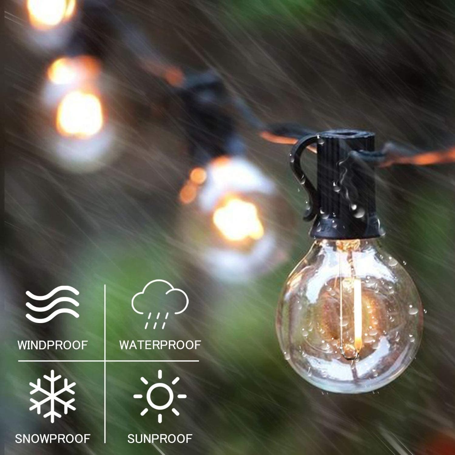 Solar-powered string lights tungsten bulb glass plastic G40LED Christmas Festival garden decorative lamp g40 bulb light string