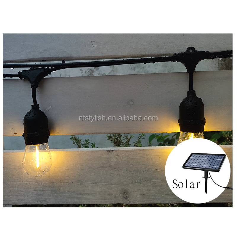 Solar Light Outdoors Street Garland Bulbs String Lights Shatterproof E26 Plastic Edison Bulb Outdoor LED Solar Lamp For Garden