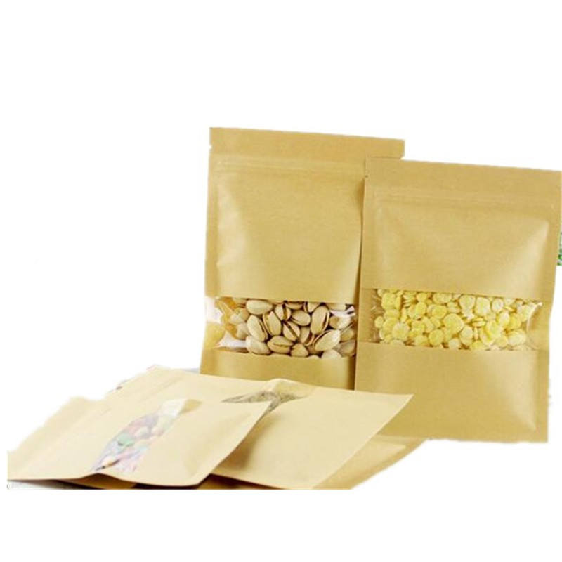 2024 Reusable zip lock bags mini kraft zipper paper bag 16x22cm