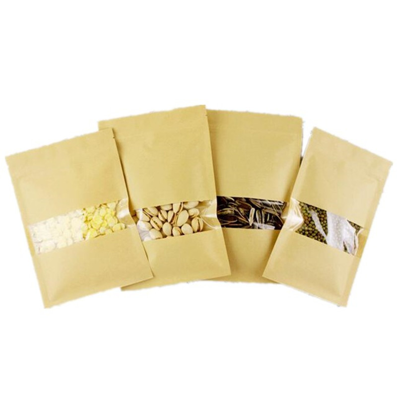 2024 Reusable zip lock bags mini kraft zipper paper bag 16x22cm