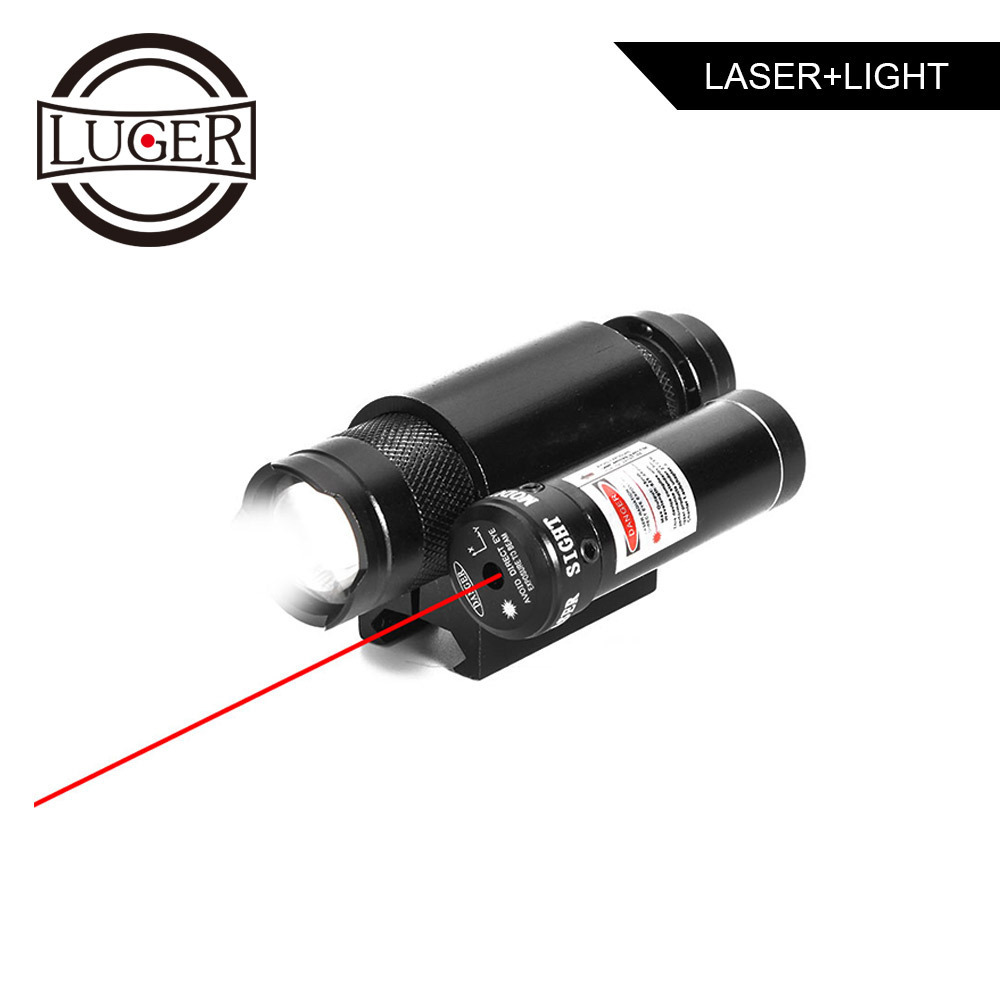 LUGER Flashlight Combo and  Red Laser With 20mm Scope Mount Flash Light Laser Combo