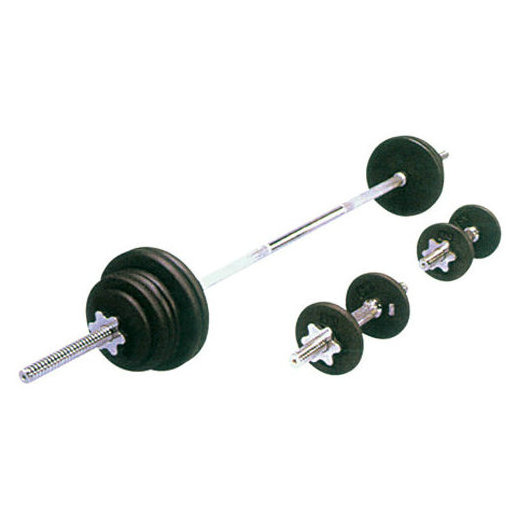 Reapbarbell Custom fitness equipment 50kg round black chrome silver barbell and dumbbells set