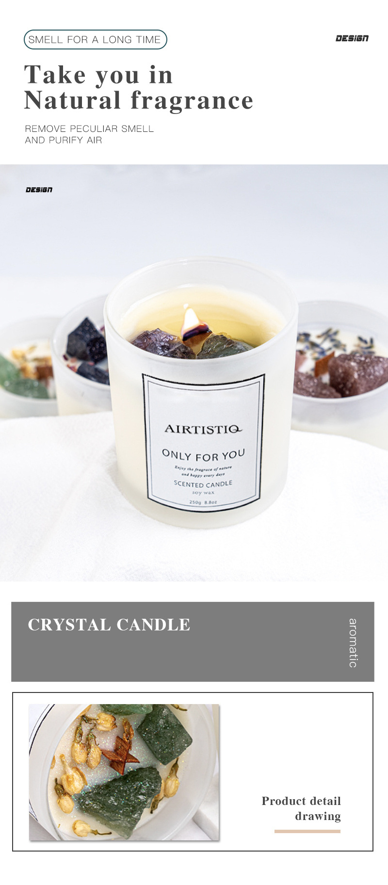 Crystal Candle Wholesale Factory Customization Romantic Soy Candles Private Label Crystal Scented Candles