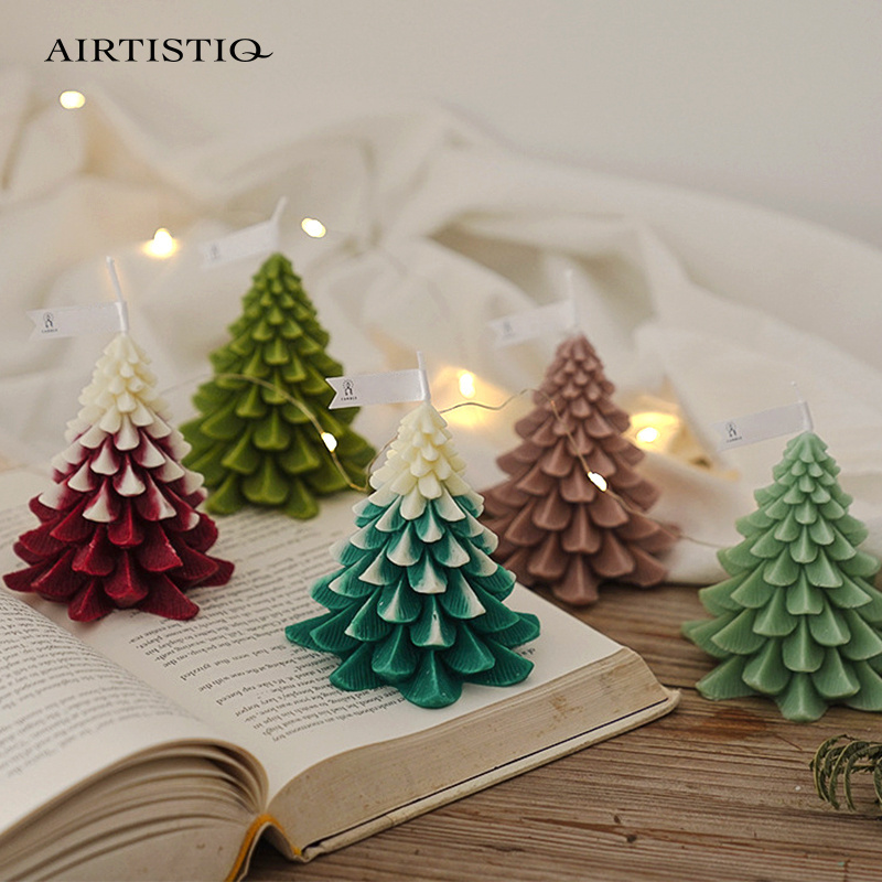 Wholesale custom christmas decoration best selling beeswax christmas tree scented candle