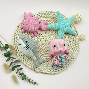 Handmade Amigurumi doll Crochet Cotton Starfish Sharks Jellyfish Crabs Sea Animal toys for baby