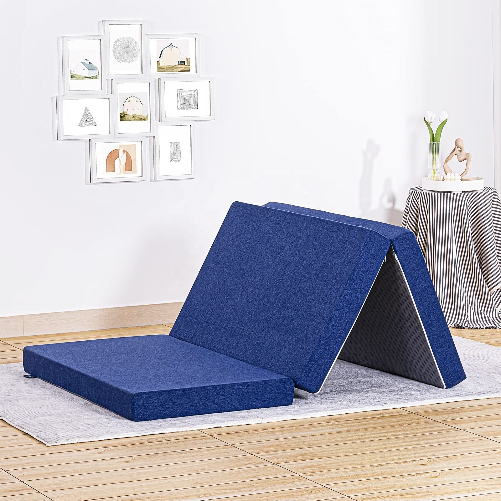 Comfortable Tri Fold Mattress Three Fold Foam Bed Foldable Sleeping Pad with Washable Cover for Kids Dorms and Travel