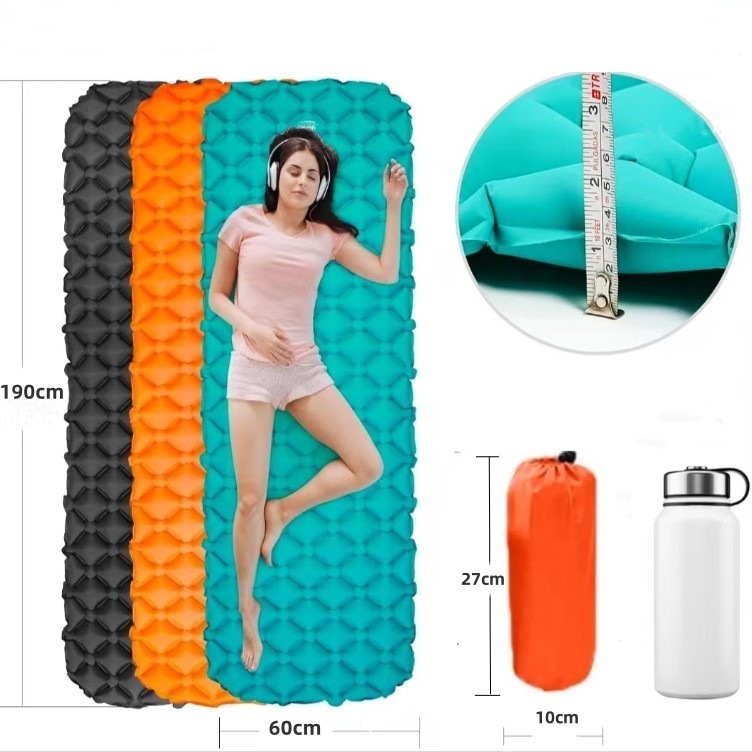 Self Inflating Camping Sleeping Mat pad Water Repellent Coating with Attached Inflatable Pillow