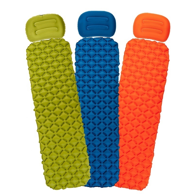 Self Inflating Camping Sleeping Mat pad Water Repellent Coating with Attached Inflatable Pillow