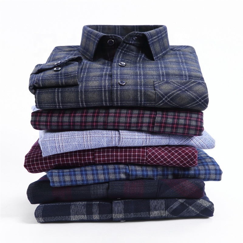 Men's Plaid Shirt New Cotton Casual Business Shirts Spring/Autumn Custom Long Sleeve Lapel Check Shirts for Men