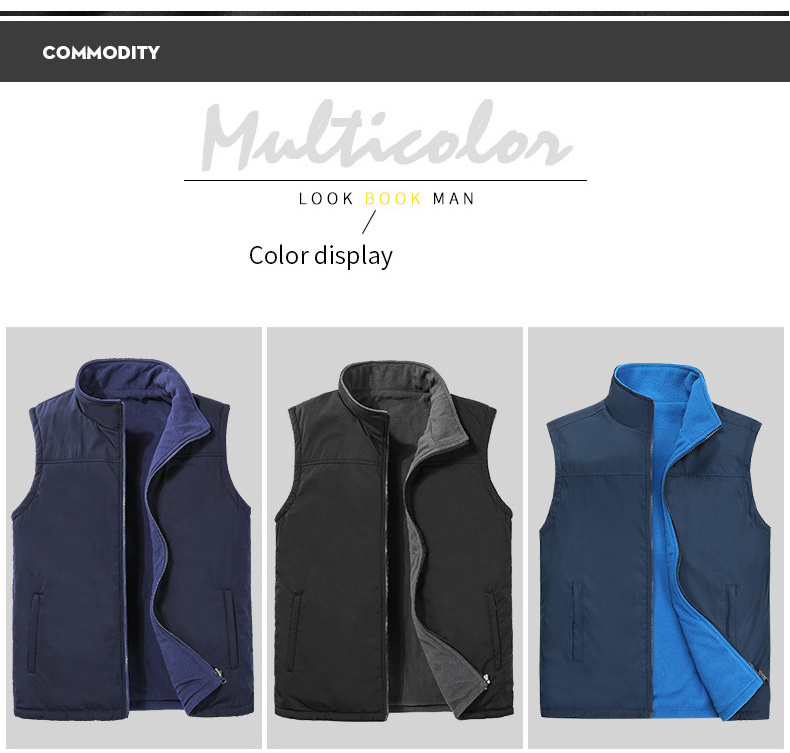 Wholesale Winter Custom Softshell Jacket  Fleece Vest Men Polyester Windproof Utility Vest Men Black Fleece Vest