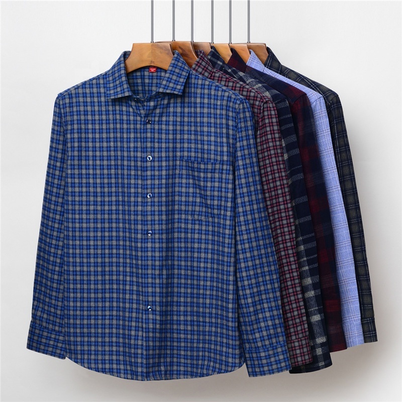 Men's Plaid Shirt New Cotton Casual Business Shirts Spring/Autumn Custom Long Sleeve Lapel Check Shirts for Men