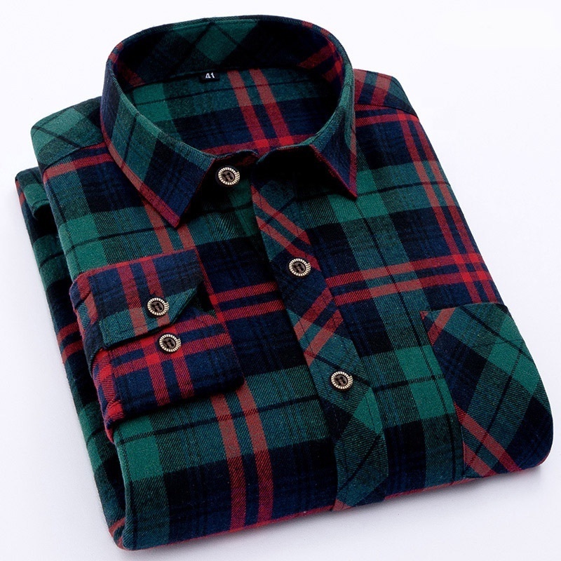 New Fashion 9XL Blue Casual Check Shirt England Style Stand Collar Polo T Shirts Plaid Long Sleeve Plus Size Men's Shirts