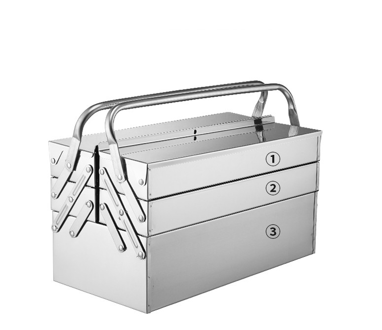 Stainless steel tool box thickened large multi-functional vehicle mounted industrial folding hardware storage box portable