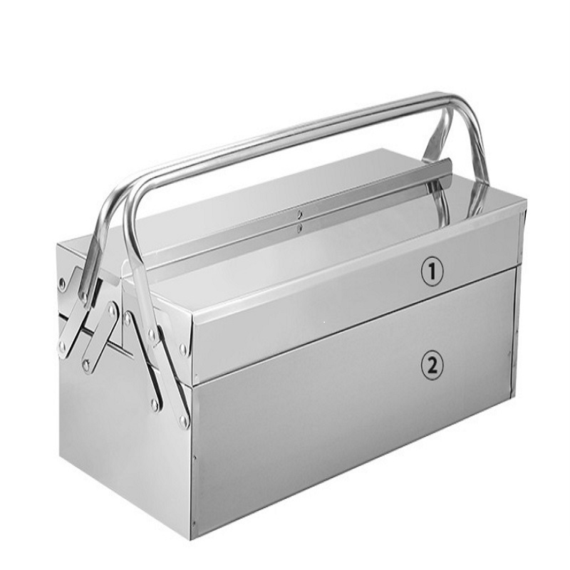 Stainless steel tool box thickened large multi-functional vehicle mounted industrial folding hardware storage box portable